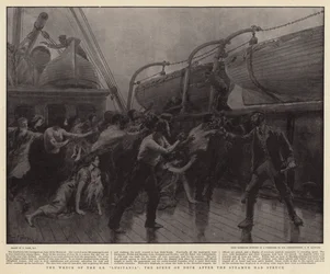El Naufragio del SS Lusitania, la Escena en la Cubierta después de que el Vapor se hubiera golpeado